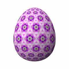 Artfully designed and colorful easter egg, ornate geometric and abstract colored pattern on white background