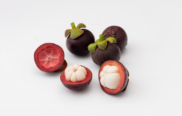 Mangosteen On white background