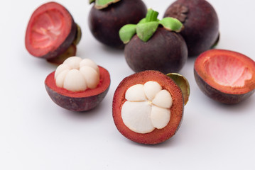 Mangosteen On white background