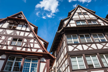 Half-timbered houses in old and beautiful district 
