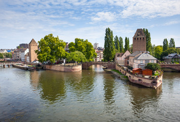 Strasbourg, medieval bridge Ponts Couverts in the 