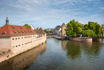 Naklejka na ściany i meble Strasbourg, medieval bridge Ponts Couverts in the 