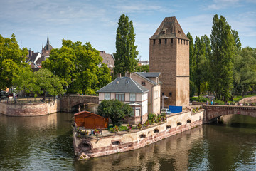 Strasbourg, medieval bridge Ponts Couverts in the 