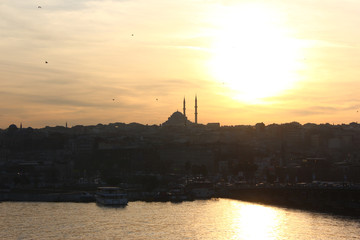 Sundown at the Bosporus in Istanbul