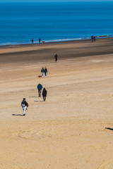 People are walking on the sandy beach at spring at Scheveningen Strand - Den Haag