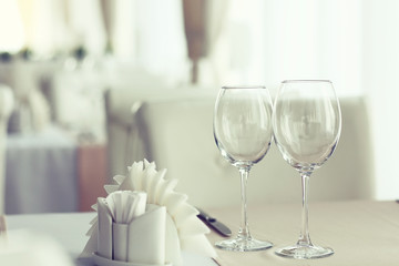 decoration of the table in the Italian restaurant