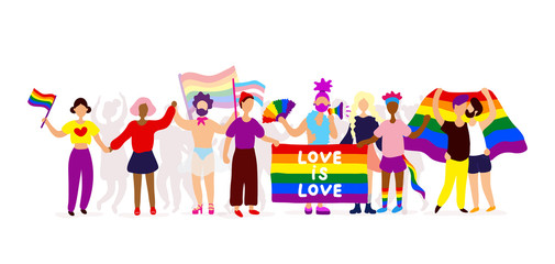LGBTQ pride activists standing together