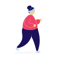 Fat woman jogging to lose weight