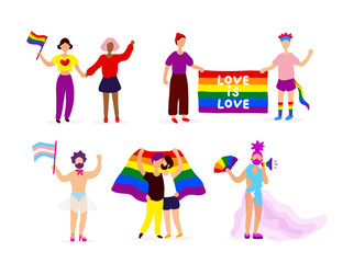 Fototapeta premium Set of lgbtq rights activists on pride