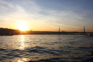 Sundown at the Bosporus in Istanbul