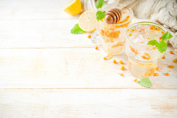 Homemade buckthorn (hippophae) cocktail