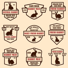 Obraz premium Set of rabbit meat labels. Design elements for logo, label, sign, badge, poster.