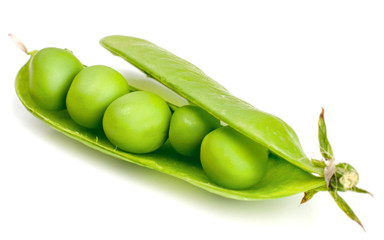 Green peas in the pod isolated on white