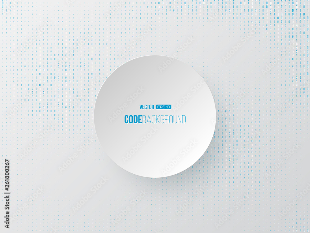 Aufkleber binary code digital technology concept. circle 3d paper label in center, white background. vector il