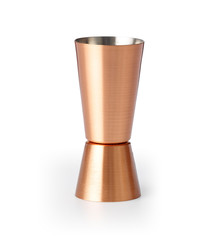 Steel bronze jigger isolated on white background.