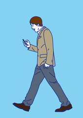 歩きスマホの男性