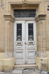 Fototapeta na wymiar White Double Doors, Nicosia, Cyprus