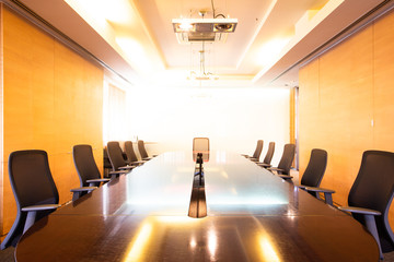 Business meeting room for conference in office ,wooden table