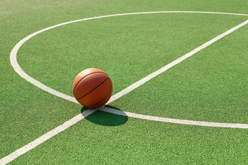 basketball ball on the outdoors court