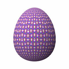 Artfully designed and colorful easter egg, ornate geometric and abstract colored pattern on white background