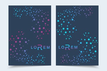 Fototapeta na wymiar Scientific brochure design template. Vector flyer layout, Molecular structure with connected lines and dots. Scientific pattern atom DNA with elements for magazine, leaflet, cover, poster design