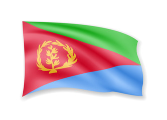 Waving Eritrea flag on white. Flag in the wind.