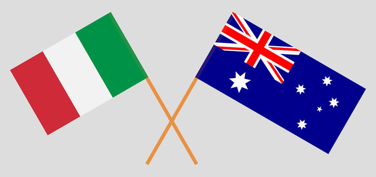 Australia And Italy. The Australian And Italian Flags. Official Colors. Correct Proportion. Vector