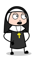 Conversation - Cartoon Nun Lady Vector Illustration﻿