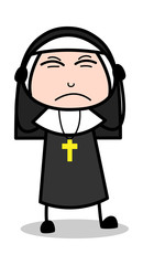 Frustrated - Cartoon Nun Lady Vector Illustration﻿