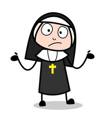 Amazed - Cartoon Nun Lady Vector Illustration﻿