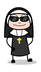 Modern - Cartoon Nun Lady Vector Illustration﻿