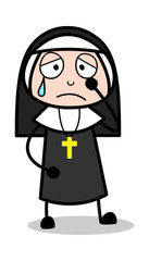 Sorrow - Cartoon Nun Lady Vector Illustration﻿