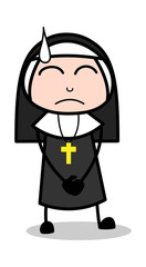 Feeling Shame - Cartoon Nun Lady Vector Illustration﻿
