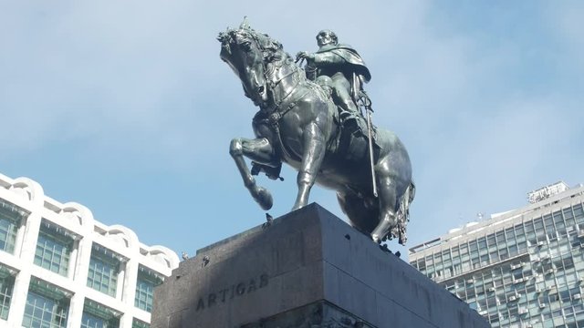 Montevideo city center, Artigas Statue, monument. Montevideo, Uruguay