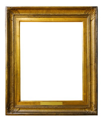 Fototapeta premium Picture gold wooden frame for design on isolated background
