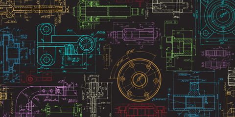 Technical drawing background .Mechanical Engineering drawing.