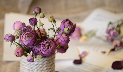 Dried natural roses, a symbol of sadness and sadness