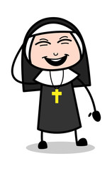 Funny - Cartoon Nun Lady Vector Illustration﻿