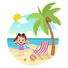 Obraz na płótnie Canvas kids play at the beach vector illustration