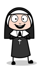 Excited - Cartoon Nun Lady Vector Illustration﻿
