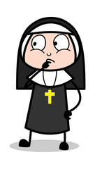 Confused - Cartoon Nun Lady Vector Illustration﻿