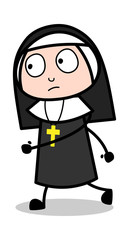 Walking - Cartoon Nun Lady Vector Illustration﻿