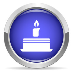 Fototapeta premium Cake icon. Round bright blue button.