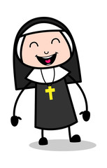 Funny - Cartoon Nun Lady Vector Illustration﻿