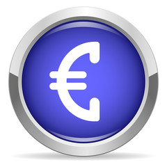 Euro icon. Round bright blue button.