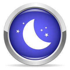 Fototapeta na wymiar Moon icon. Round bright blue button.
