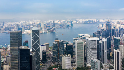 Fototapeta na wymiar Aerial view of Hong Kong skyline