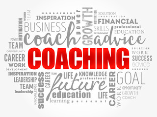 COACHING word cloud collage, business concept background