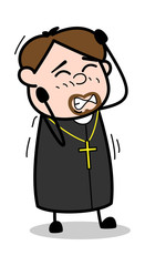 Itching - Cartoon Priest Religious Vector Illustration