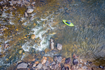 inflatable whitewater kayak aerial view